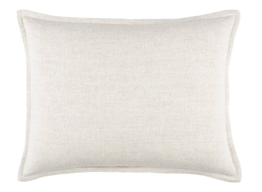 A natural, luxury cream cushion with a zipper, measuring 28x36 inches, designed for use in a Euro style pillow cover.