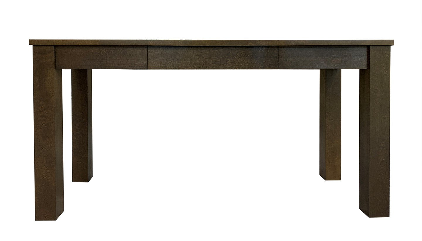 Dark brown wooden desk on a white background