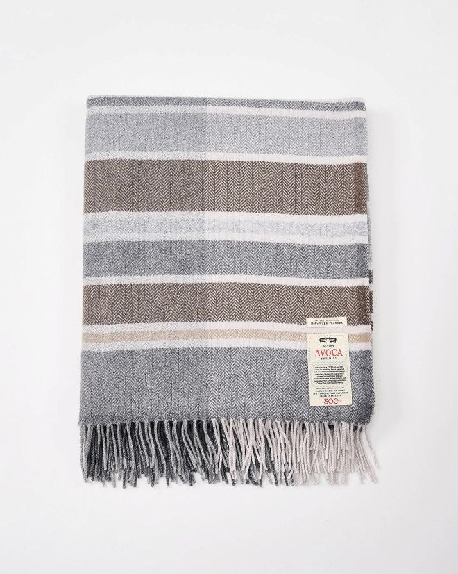Flannel cashmere soft wool throw in neutral tones