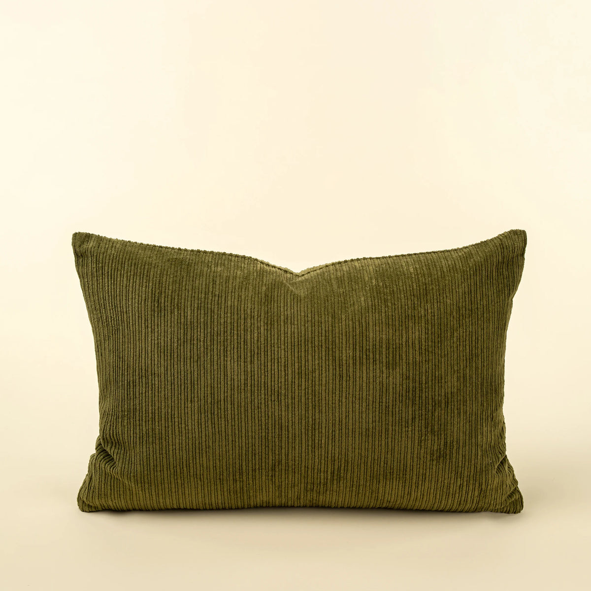 Wide Wale Corduroy Moss feather cushion 16x24