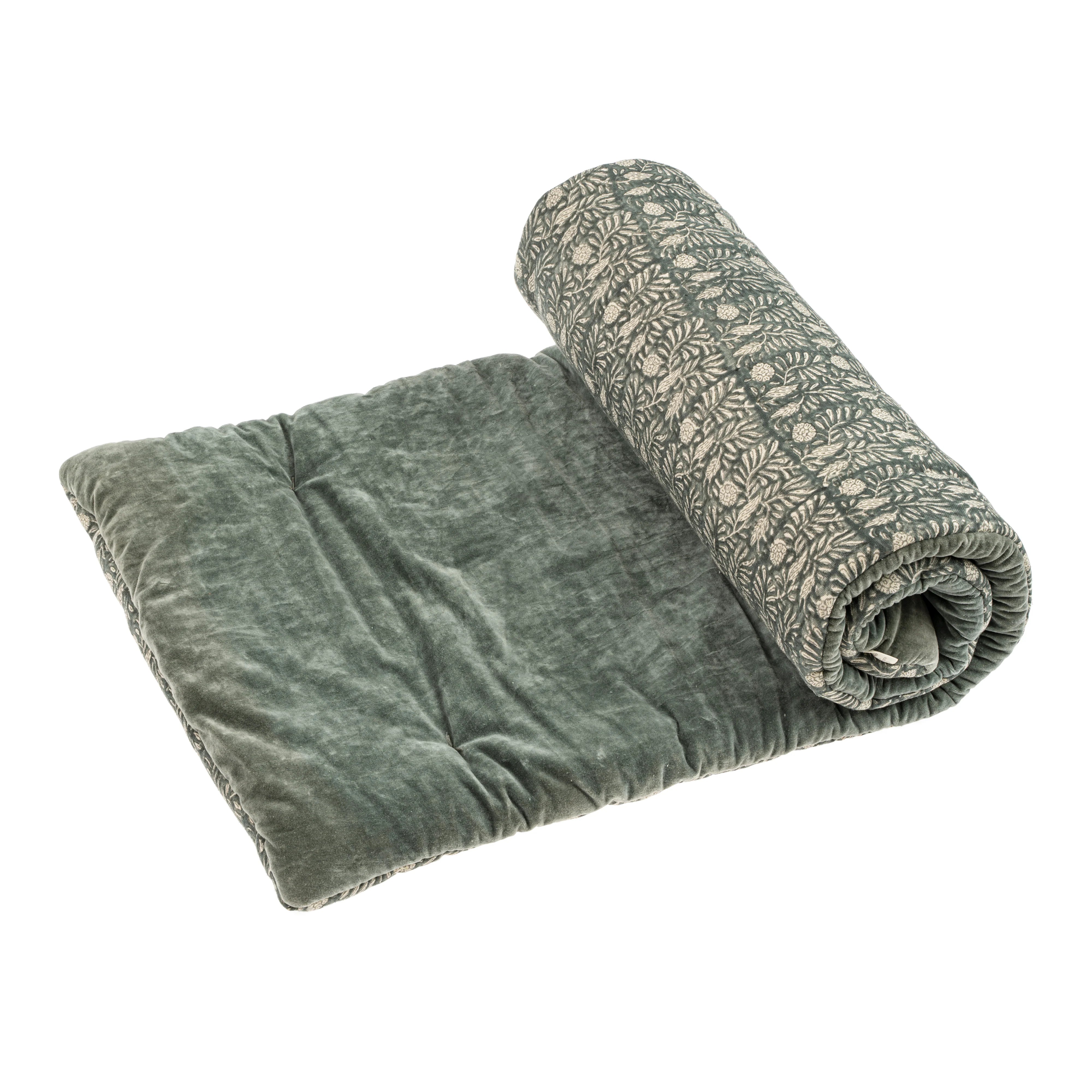 Matelas français en velours à motif bloc Tulsi