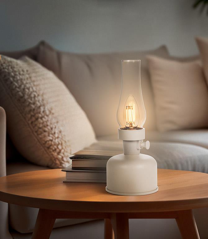 Chimney lamp ivory 10.5"h LED