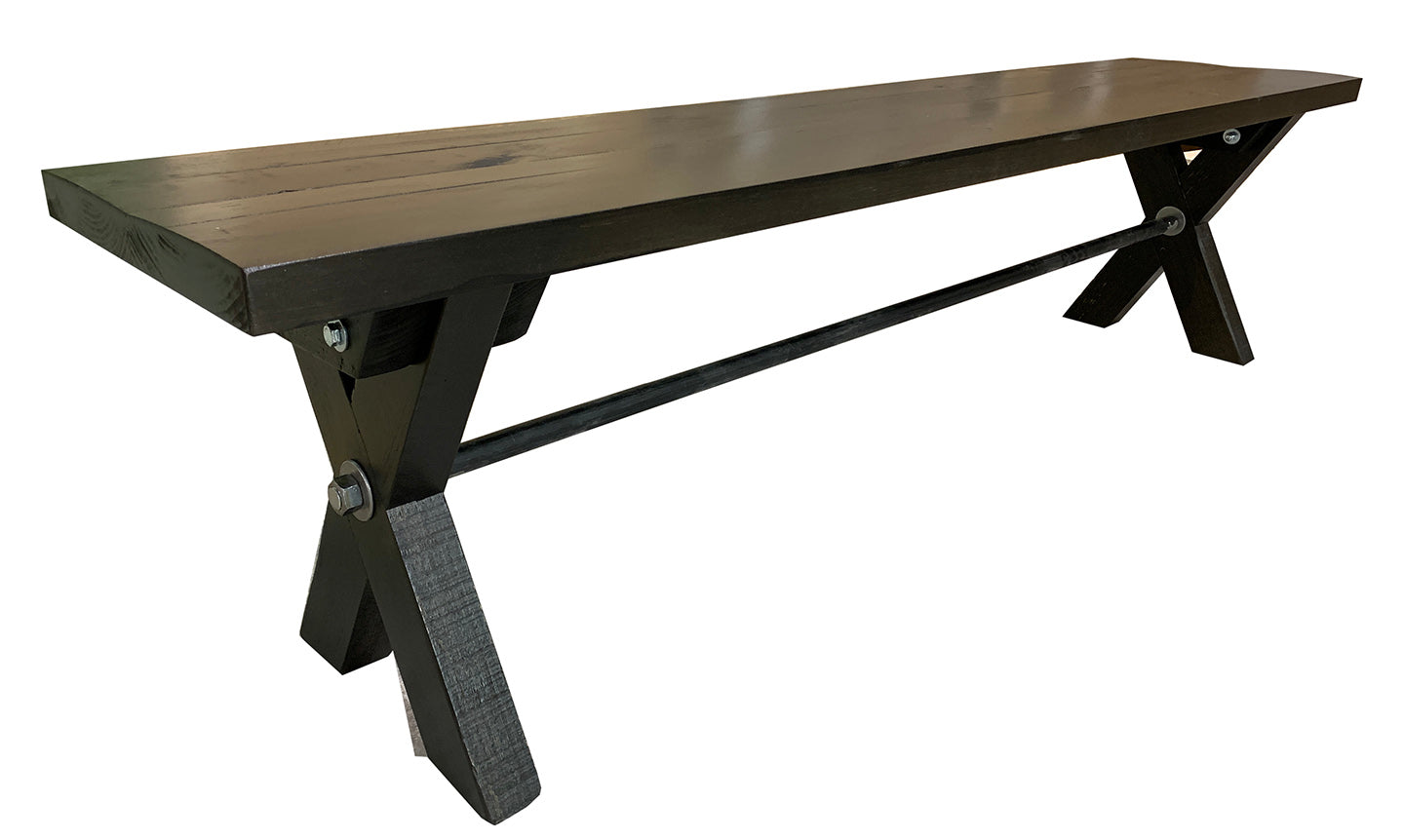 Sawbuck bench; Walnut