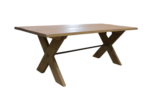 Sawbuck table; english pine