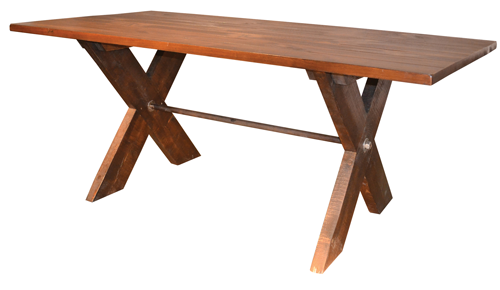 Sawbuck table; sequoia