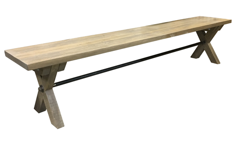 Sawbuck bench; manoir grey