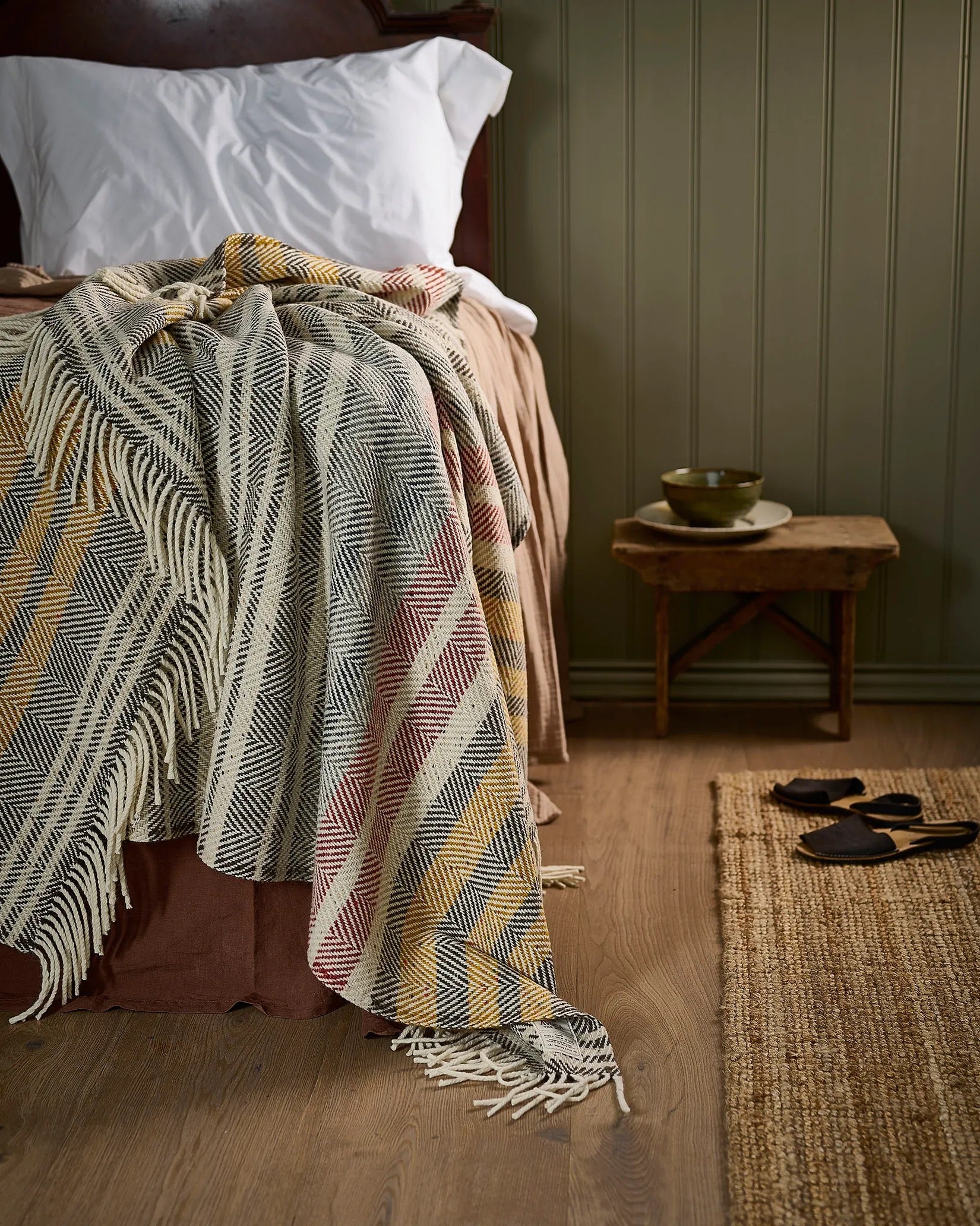 Rustic Stripe wool throw