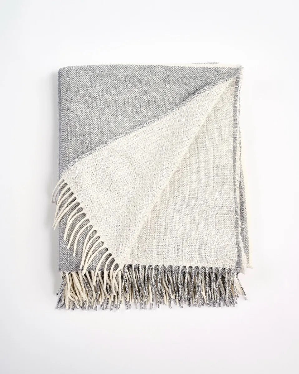 Stella Grey wool & cashmere throw
