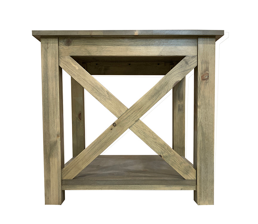 Banff end table; side view