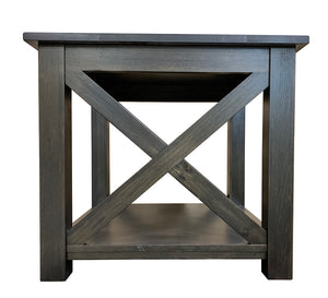 Banff end table; side view