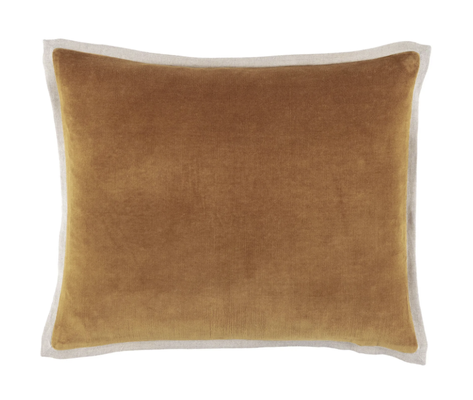 Gehry Velvet/Linen Caramel feather cushion