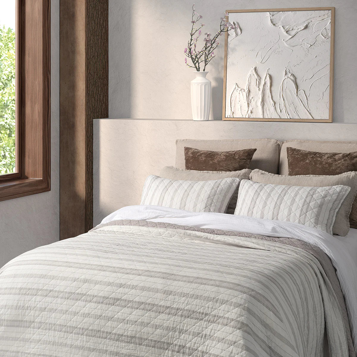 Chill striped quilt including 2 pillow cases