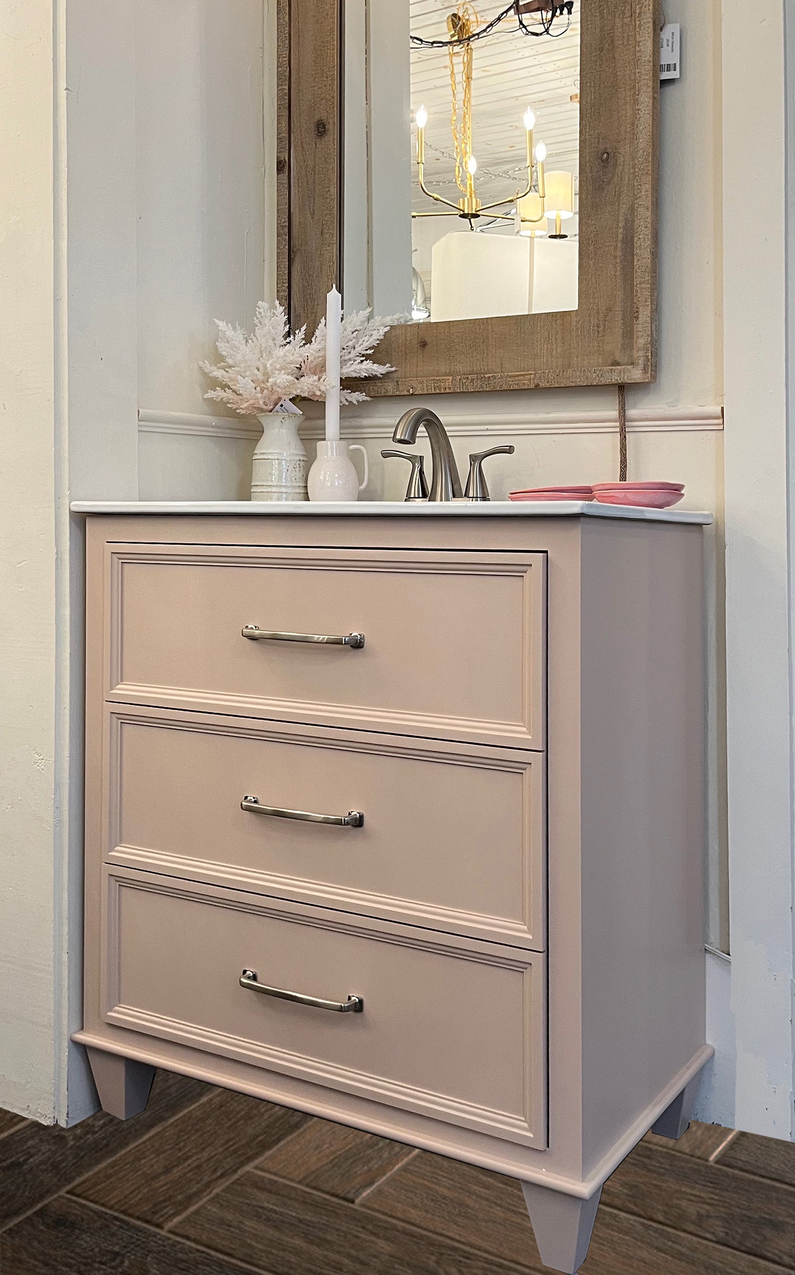 Cottage vanity; F&B pink