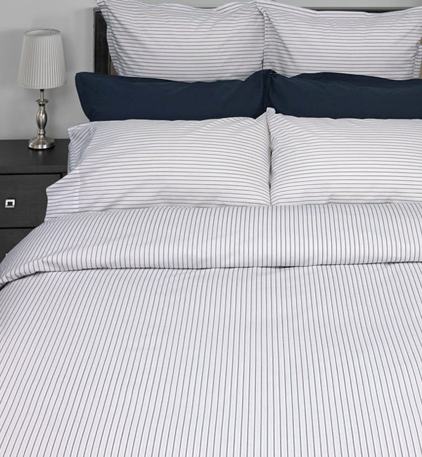 Georgia Stripe Dove duvet cover with 2 pillow cases