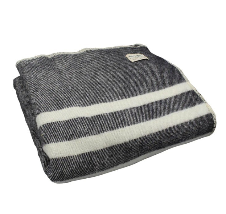 Tweed black with white wool blanket; queen