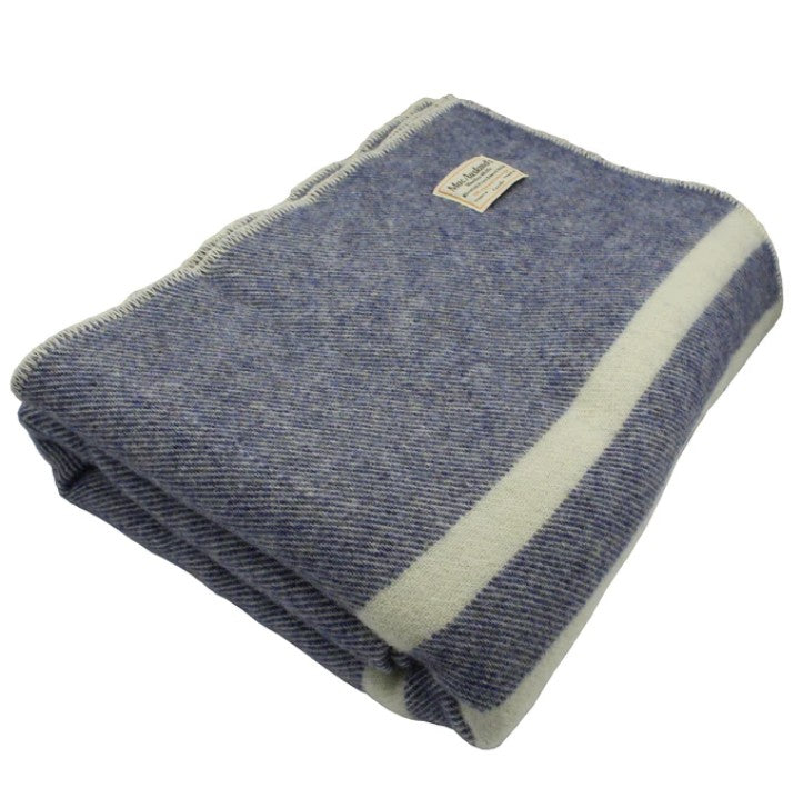 Tweed navy with white wool blanket; queen