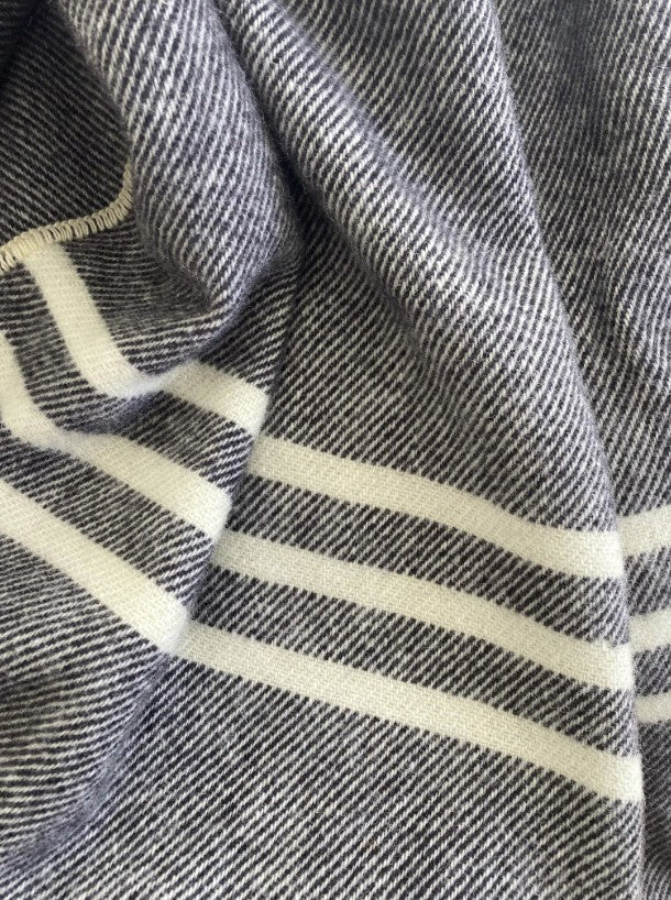 Black with natural wool throw
