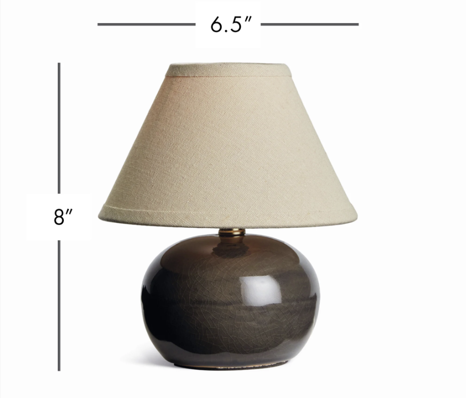 Oscar table lamp; dark grey 8" h
