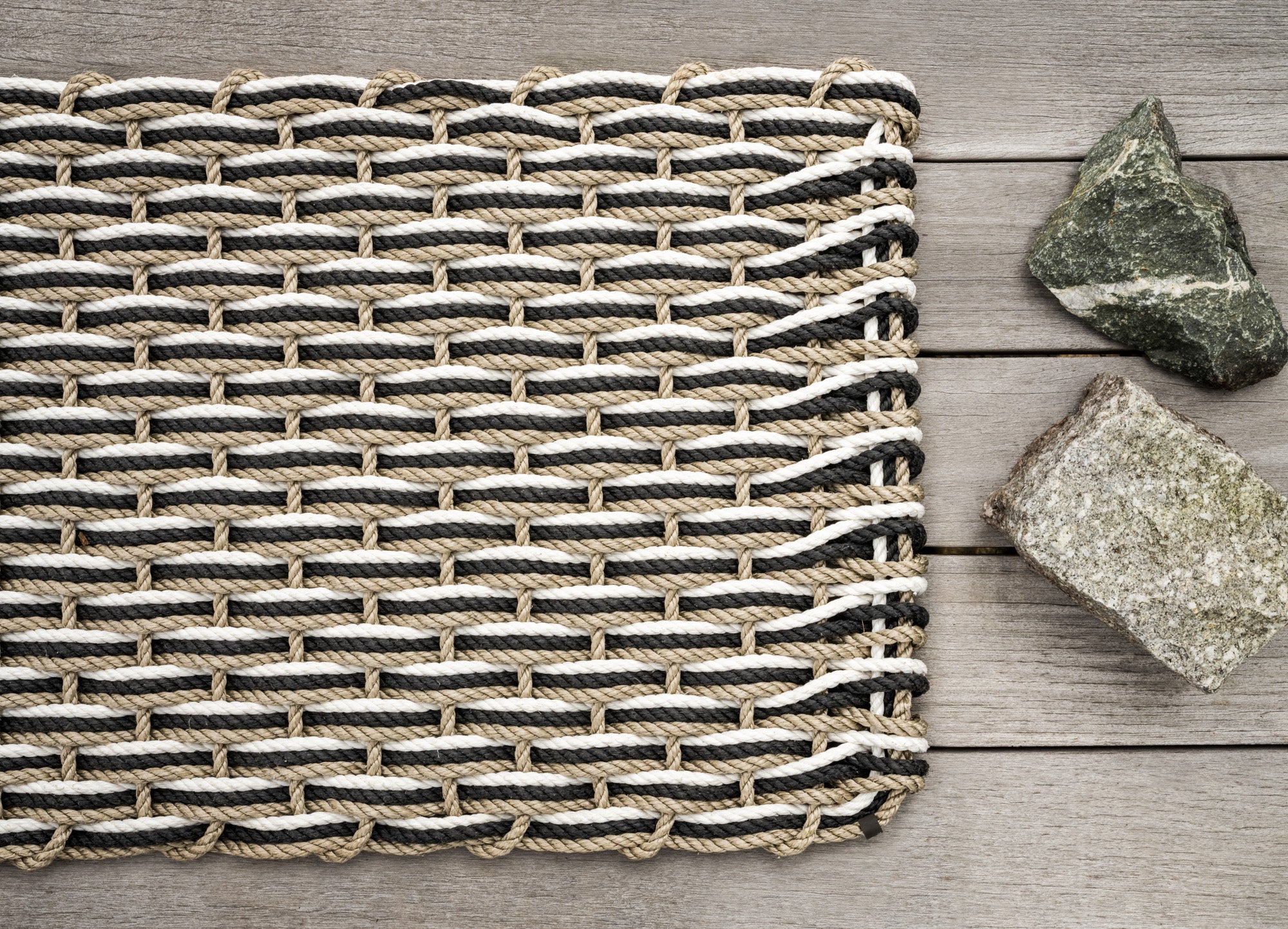 Marine rope carpet Sand Charcoal Pearl 21x34