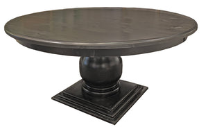 60" round pedestal table; ebony