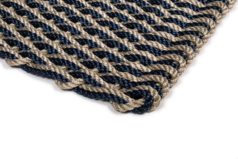 Marine Rope Door Mat - Sand & Navy - 21x34
