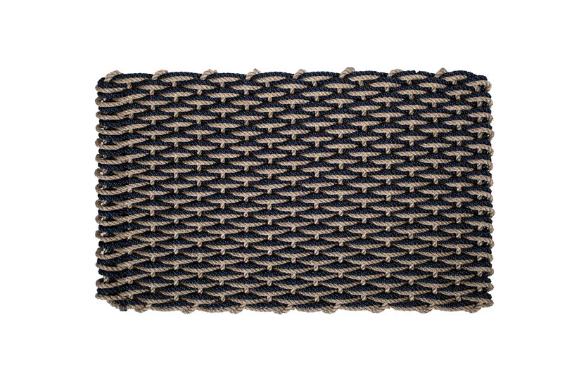 Marine Rope Door Mat - Sand & Navy - 21x34