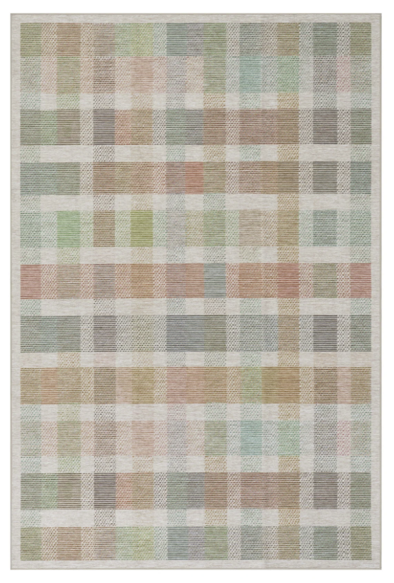 Chanan Farmhouse Plaid carpet; machine washable 2x3