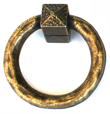 A solid metal ring pull with a black finish, designed for use on doors or drawers.