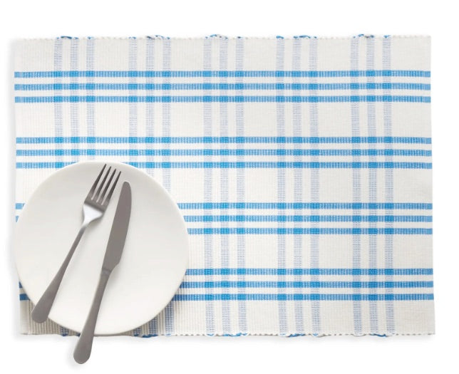 Ensemble de 4 napperons Beaumont Plaid French Blue