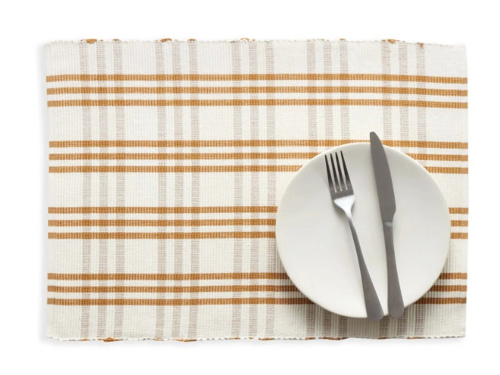 Ensemble de 4 napperons Beaumont Plaid Ochre