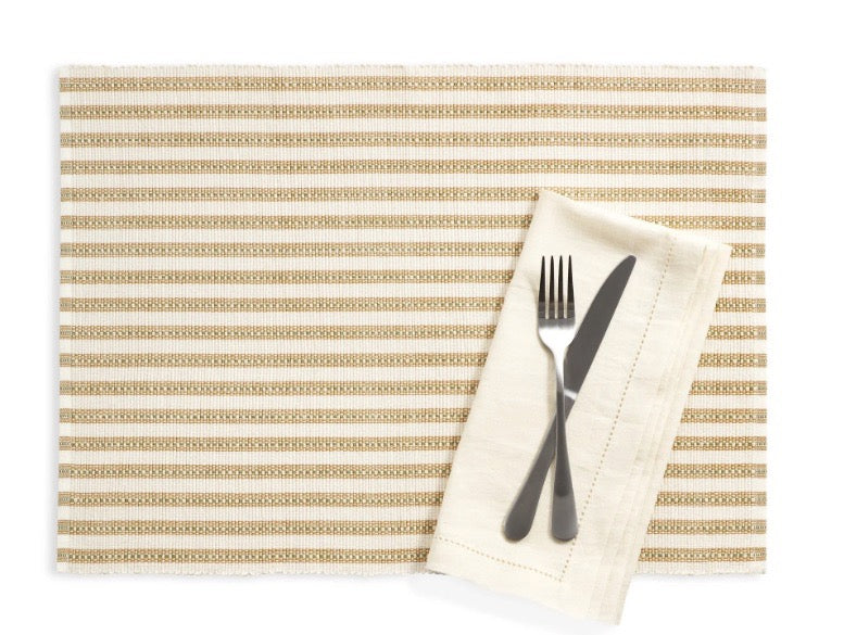 Ensemble de 4 napperons Bell Stripe Ochre