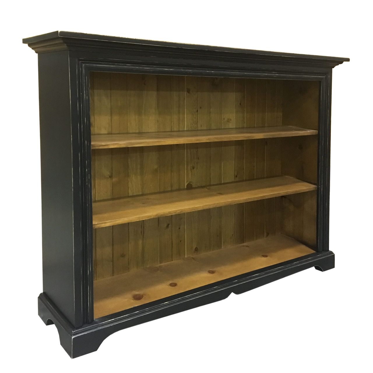 Wooden bookshelf with black frame 