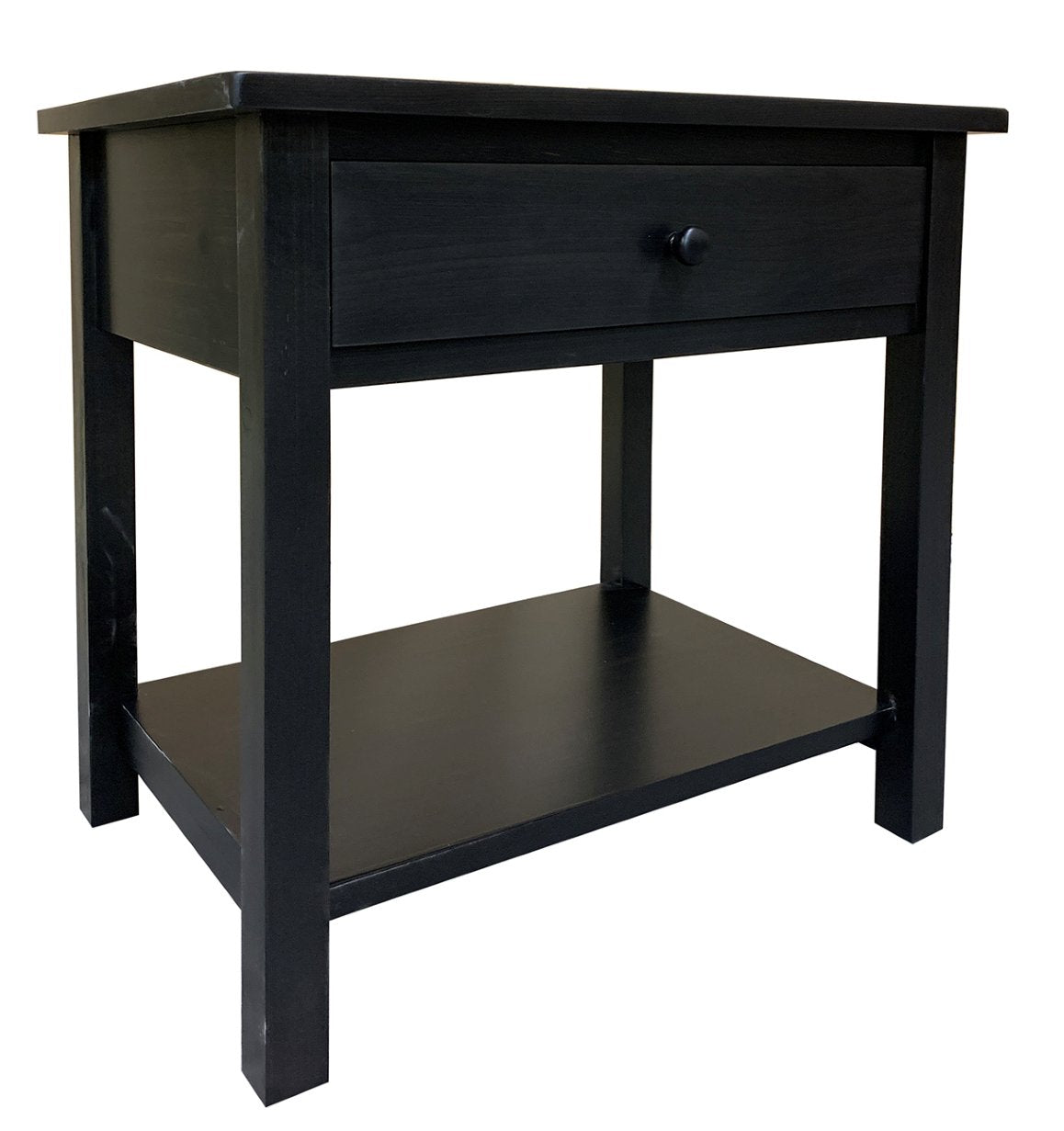 black wooden nightstand