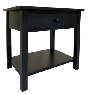 black wooden nightstand