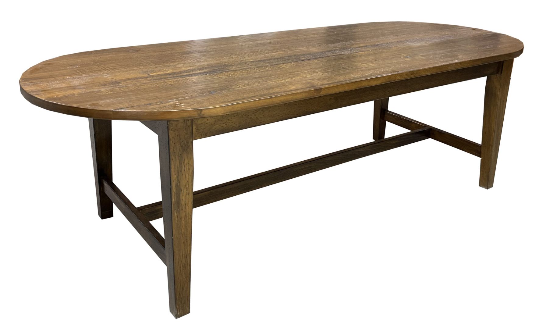 Wooden dining table on a white background