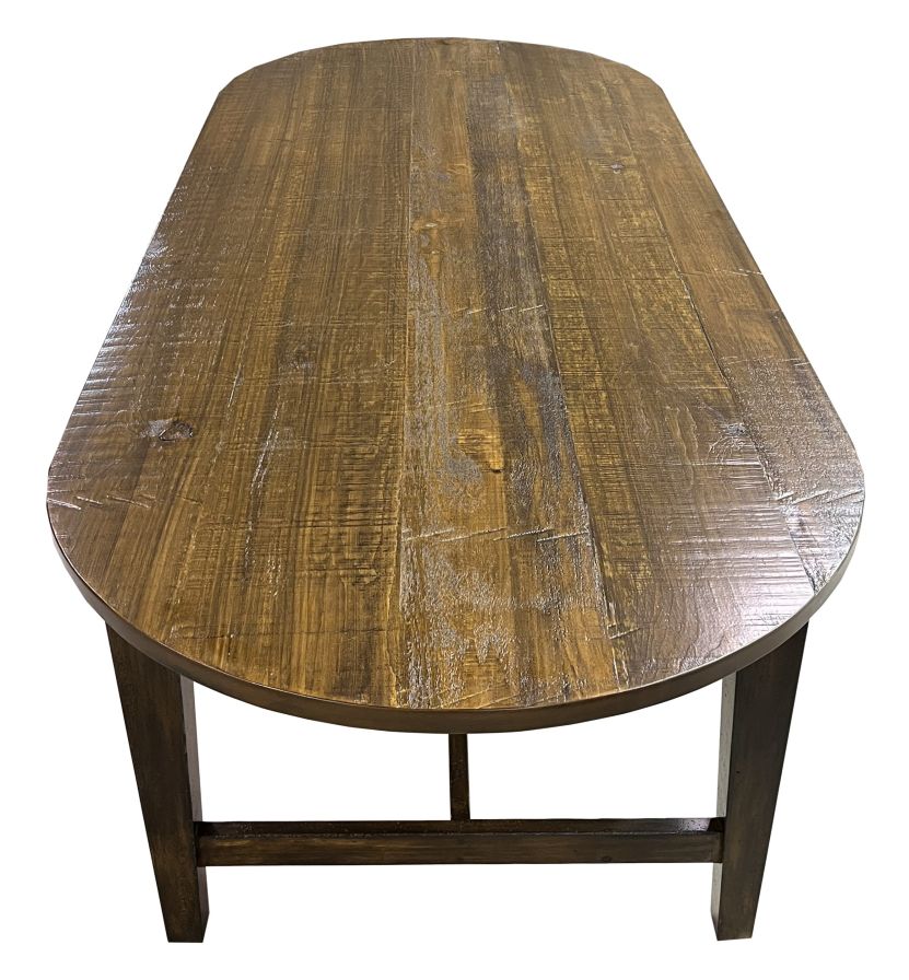 Wooden table with a rustic finish on a white background