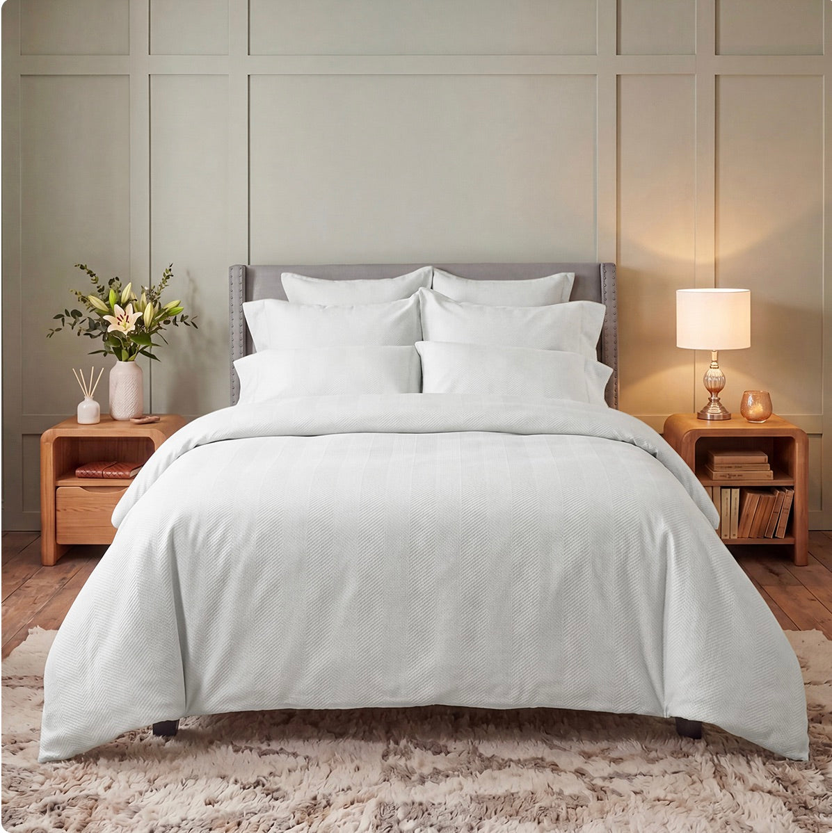 Chevron White Blanket Set