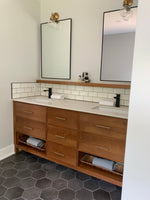 Natural wood vanity