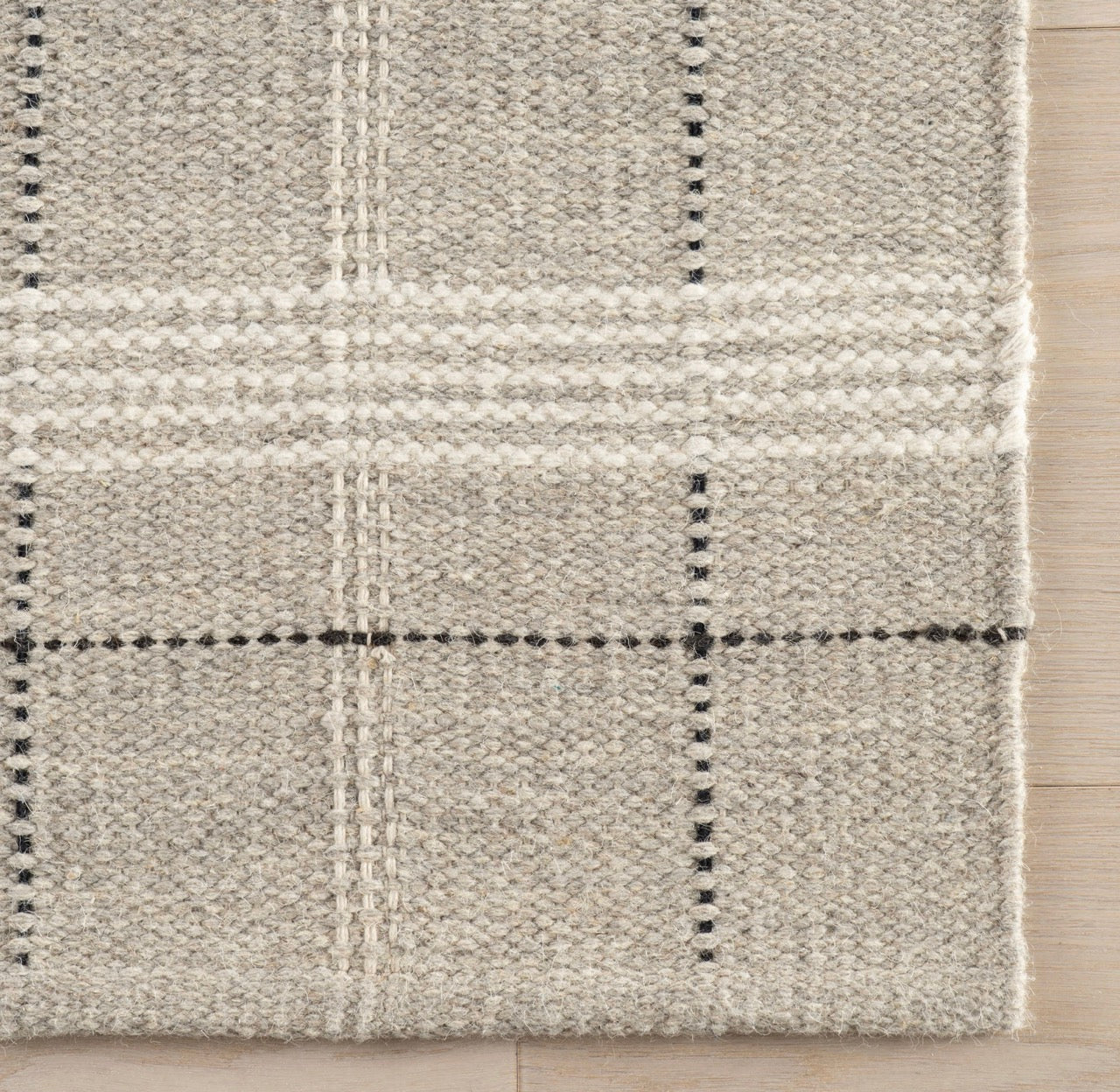 Downing Plaid Grey wool rug; 2x3