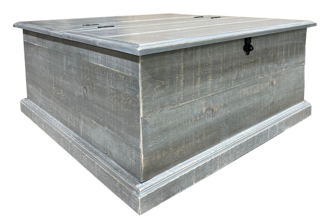 Custom finish wooden storage box with a lid on a white background