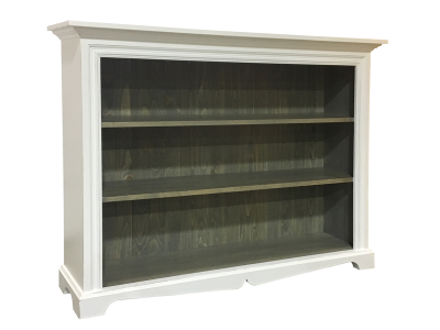 White bookshelf with olive green interior