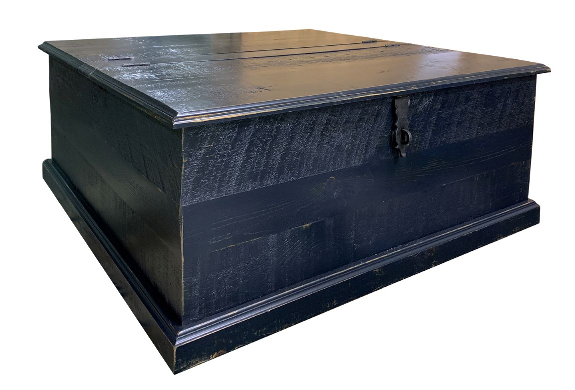 Dark wooden storage chest on a white background