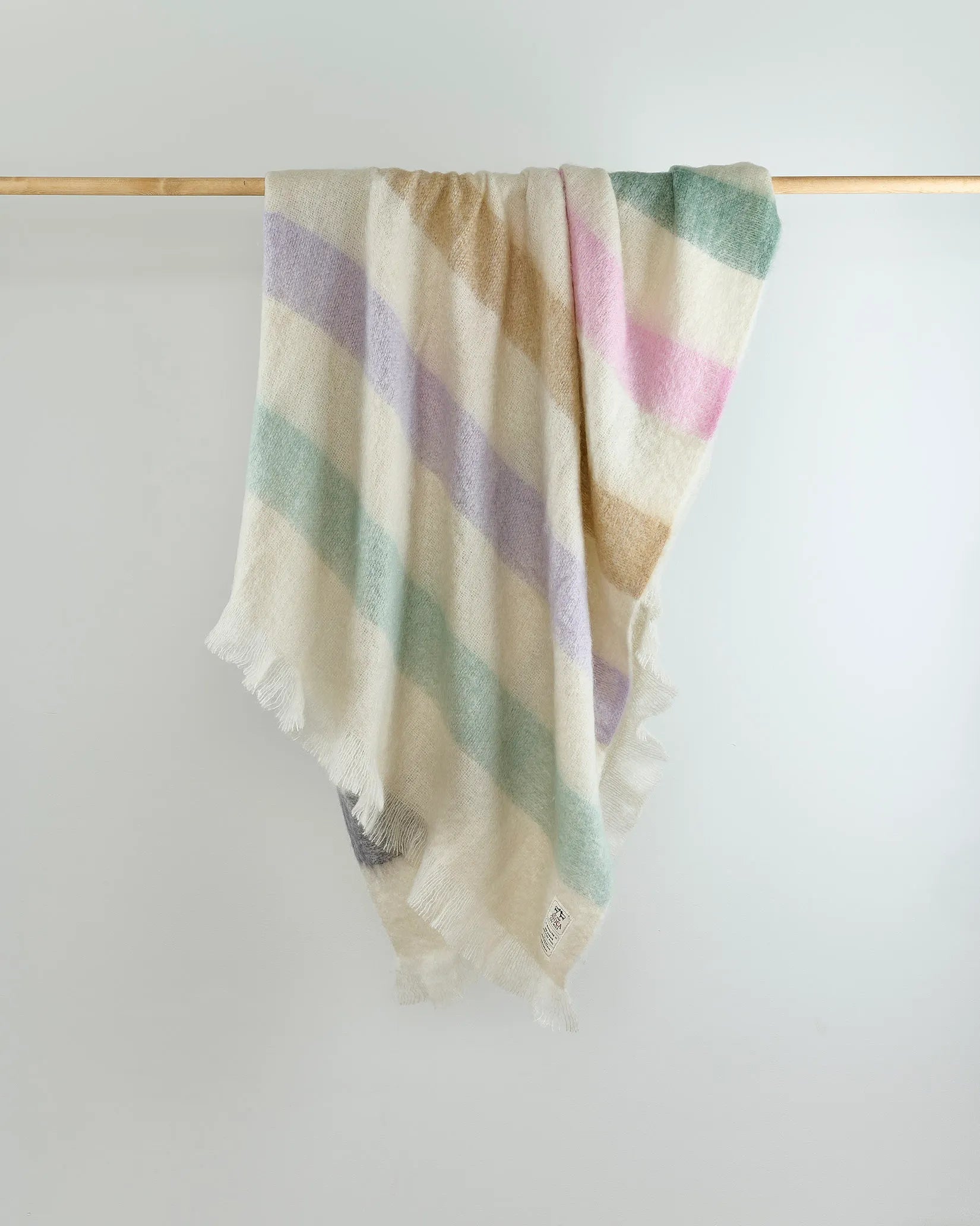 Jeté en laine Mohair Pastel Stripe 56x72