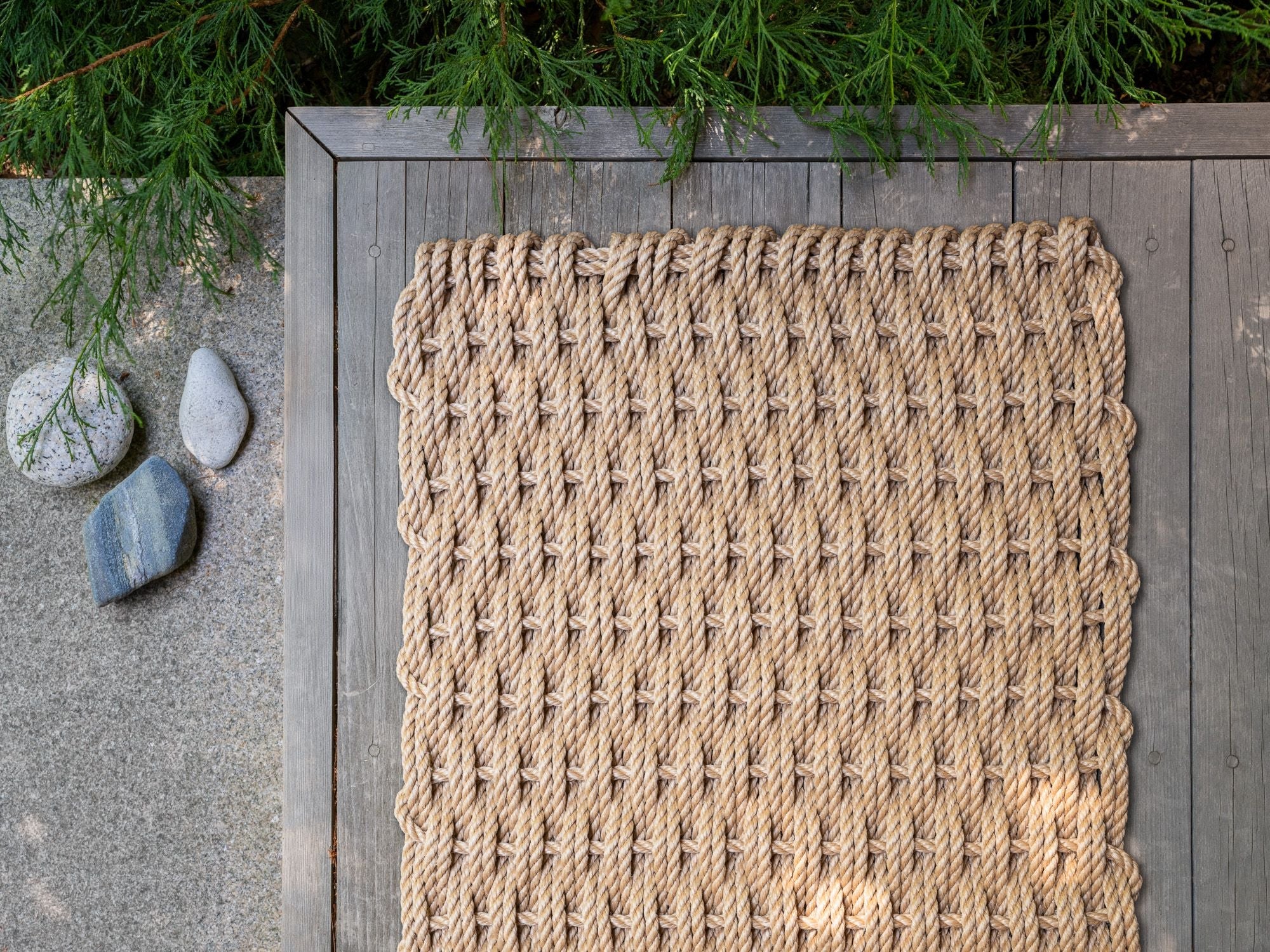 Table Mat Rope Modern Marine Rope Door Mat - Straw - 21x34