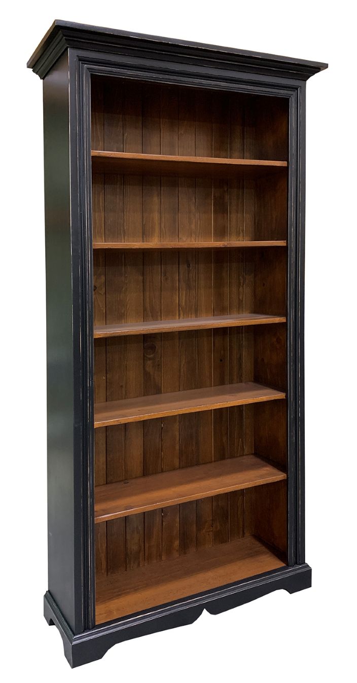 Tall Oxford wooden bookshelf with black frame 