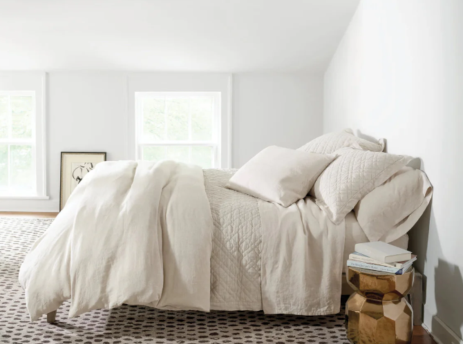 Courtepointe Washed Linen Natural inclus 2 caches oreiller standard