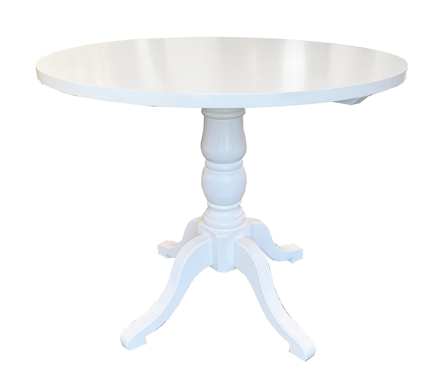 Bistro pedestal table; sturbridge of maple wood with white finish