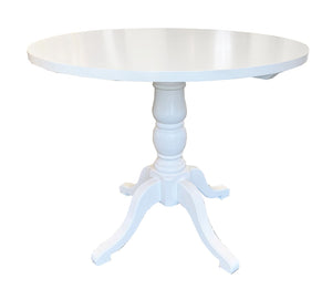 Bistro pedestal table; sturbridge of maple wood with white finish